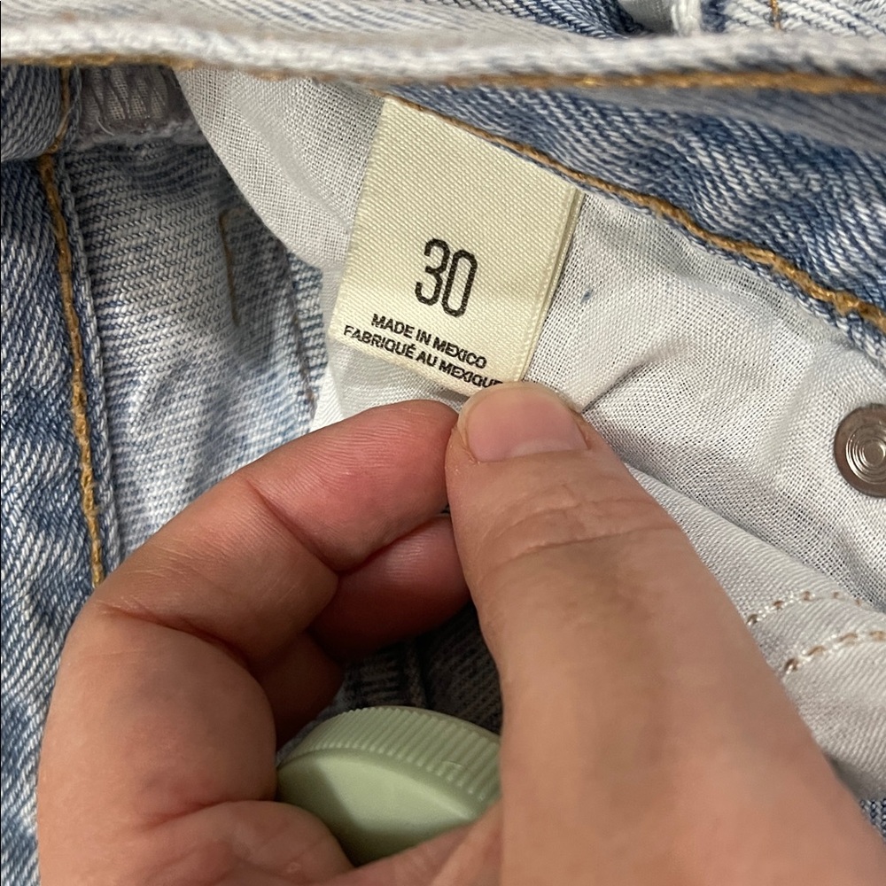 BDG Frayed Hem Light Blue Jean Shorts - Picture 2 of 8